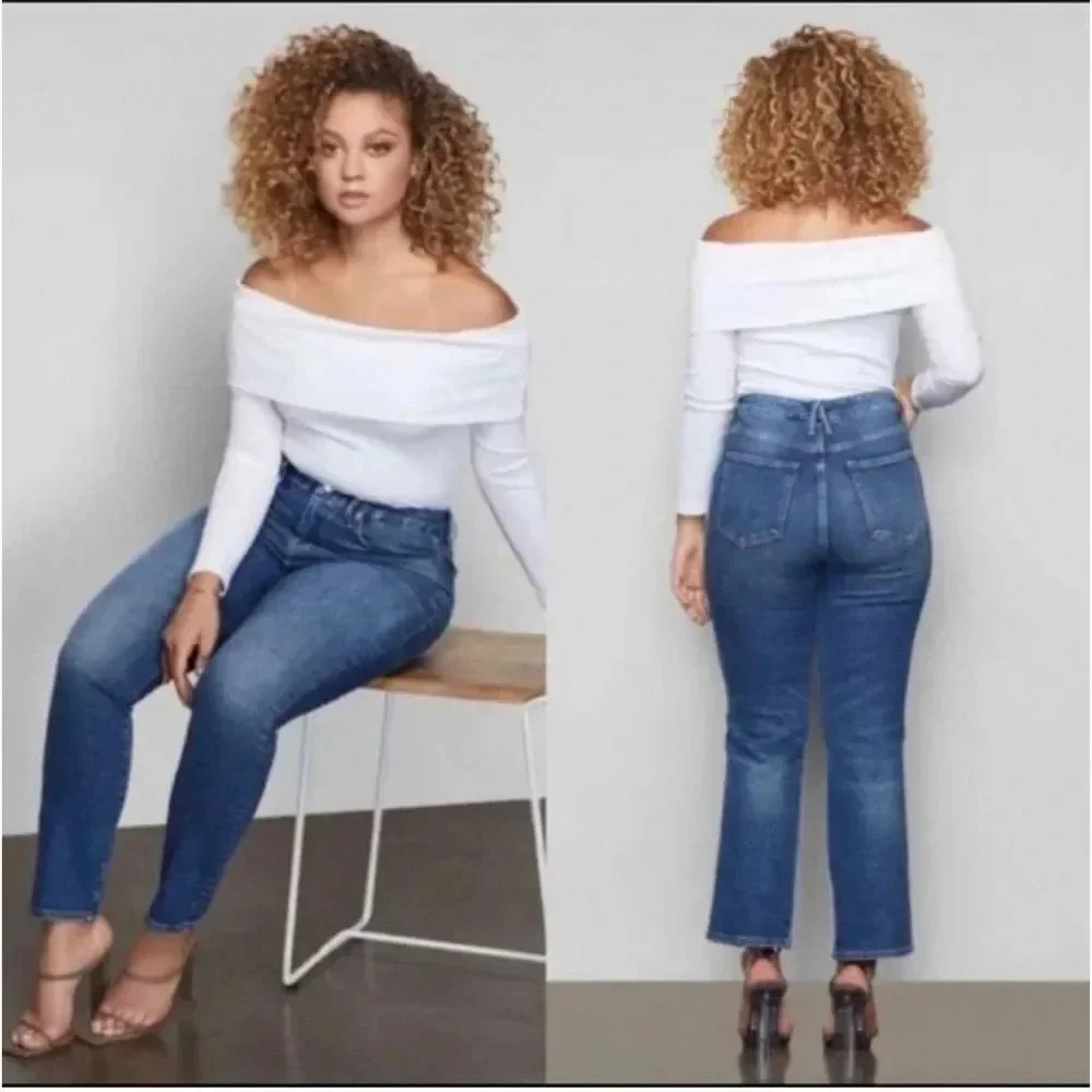 GOOD AMERICAN Good Curve Medium Wash Blue190 Jeans Style GCSI27T  Sz 4/27